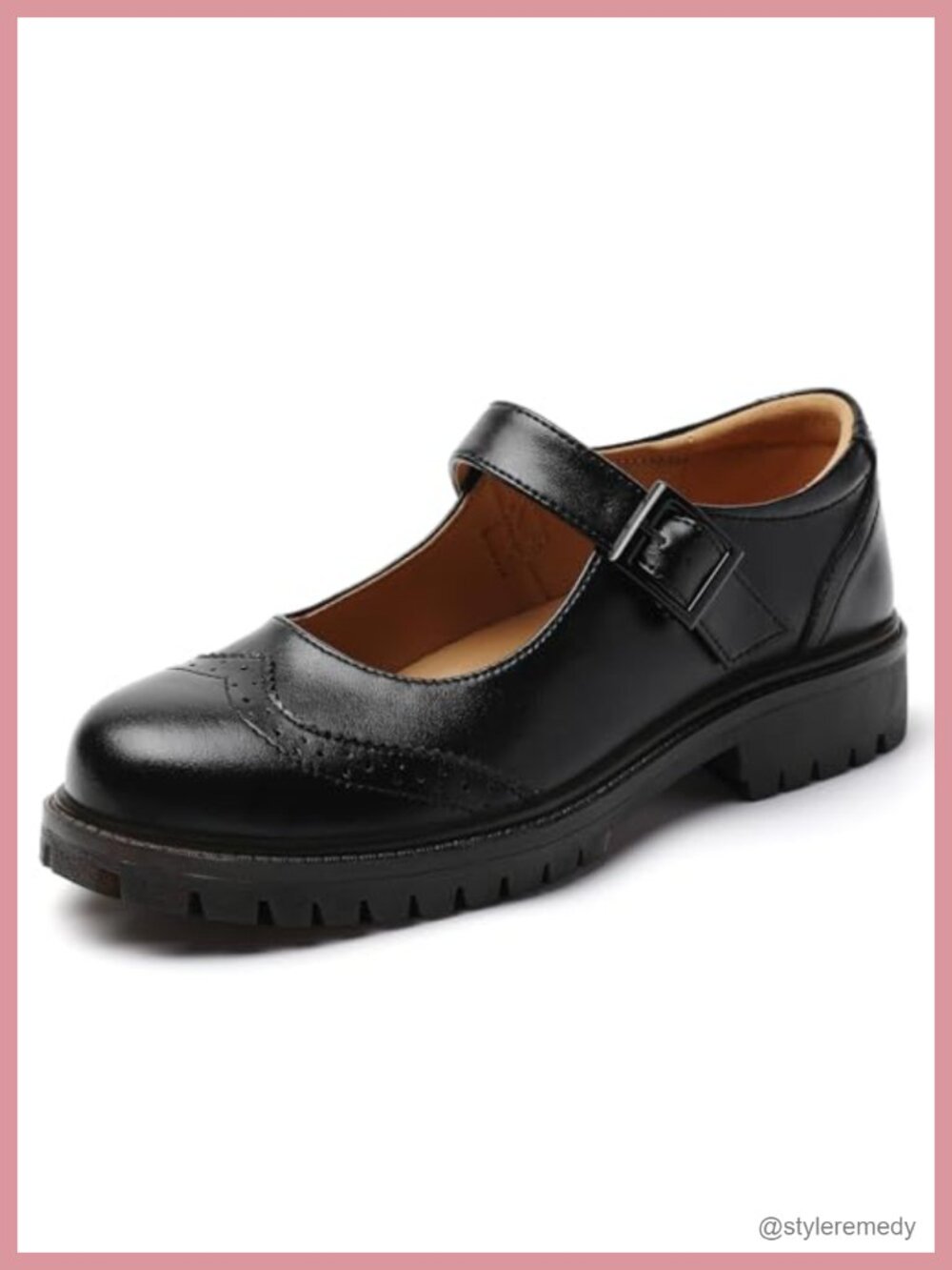 Women's Oxford Leather Flats Platform Mary Jane Shoes Memory Foam